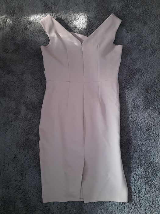 Sukienka elegancka chrzciny wesele M 38 pudrowy róż