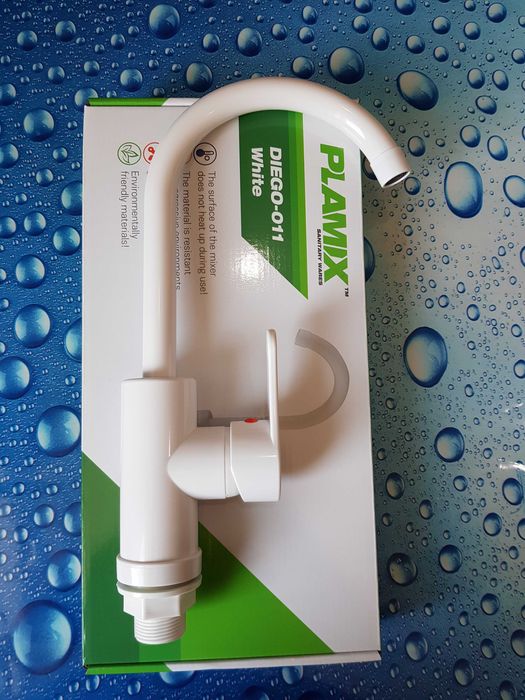 Смеситель змішувач для кухні Plamix Diego Mario 011 White білий