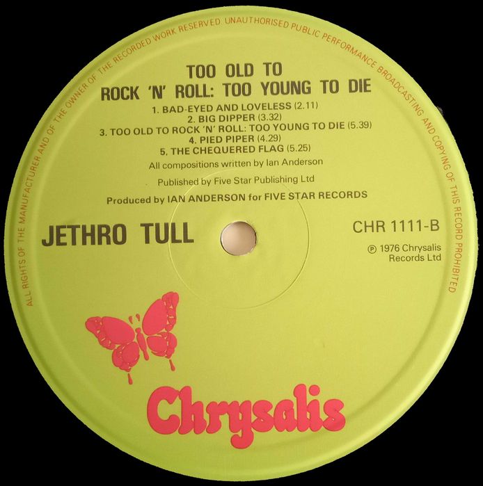 JethroTull	- - - - -	Too Old To Rock 'N' Roll: Too Young To Die	- -	LP