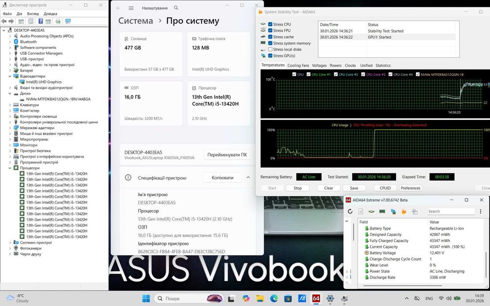 Ноутбук Asus Vivobook 16 F1605VA i5-13420H|16GB|512GB