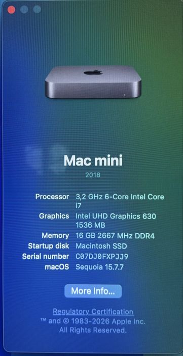 Apple Mac mini 2018 intel core i7 512GB