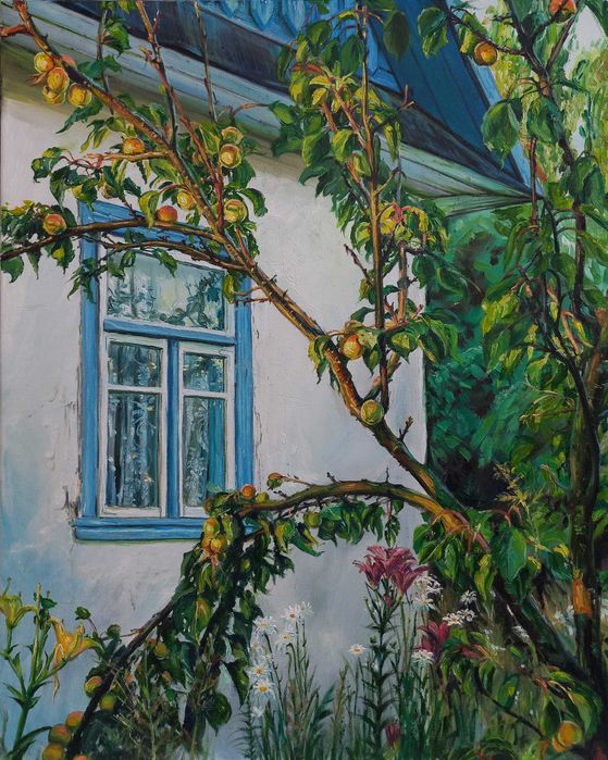 Картина "Садок", полотно, олія, 50х40 см, не оформлена