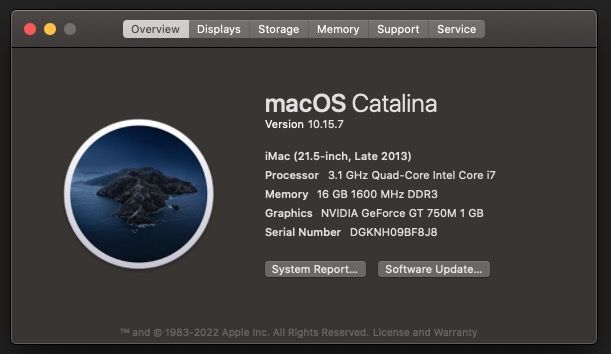 iMac 21.5”, 3.1GHz i7, 16GB RAM, SSD 256GB, Late 2013