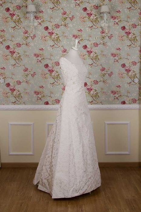 Vestido de Noiva Brocado creme