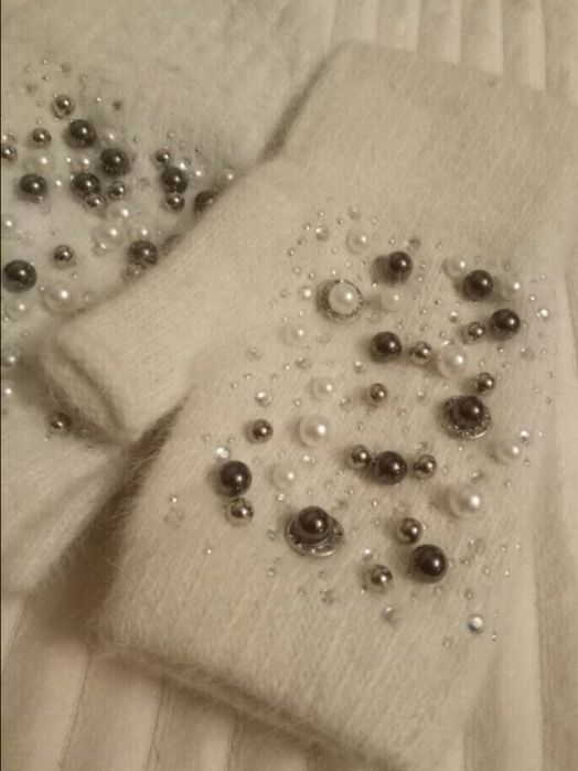 Варежки женские ангора рукавицы - митенки