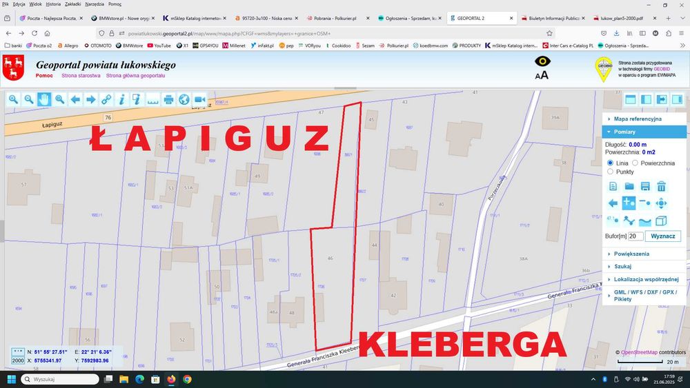 Działka Budowlana Łapiguz Kleberga 1423m.kw.