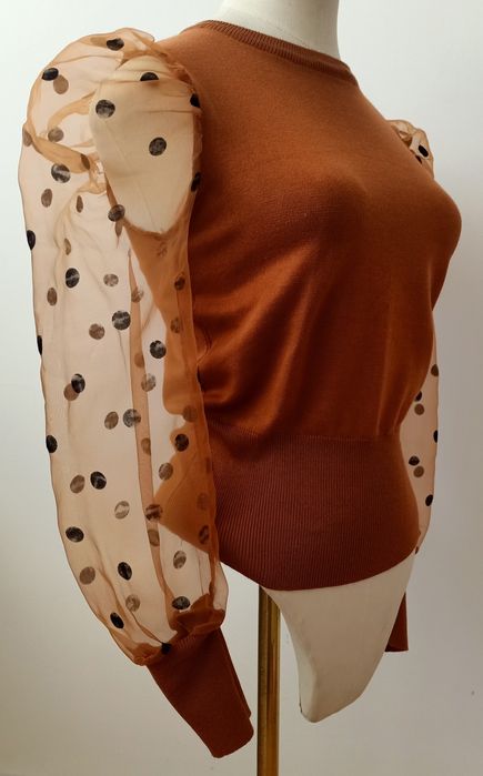 Camisola camel com mangas transparentes Golden Days