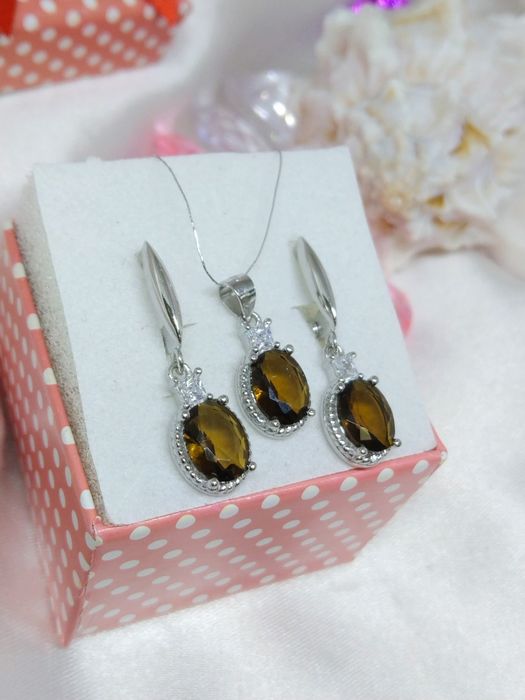 Srebrny komplet kolczyki i wisiorek, srebro 925