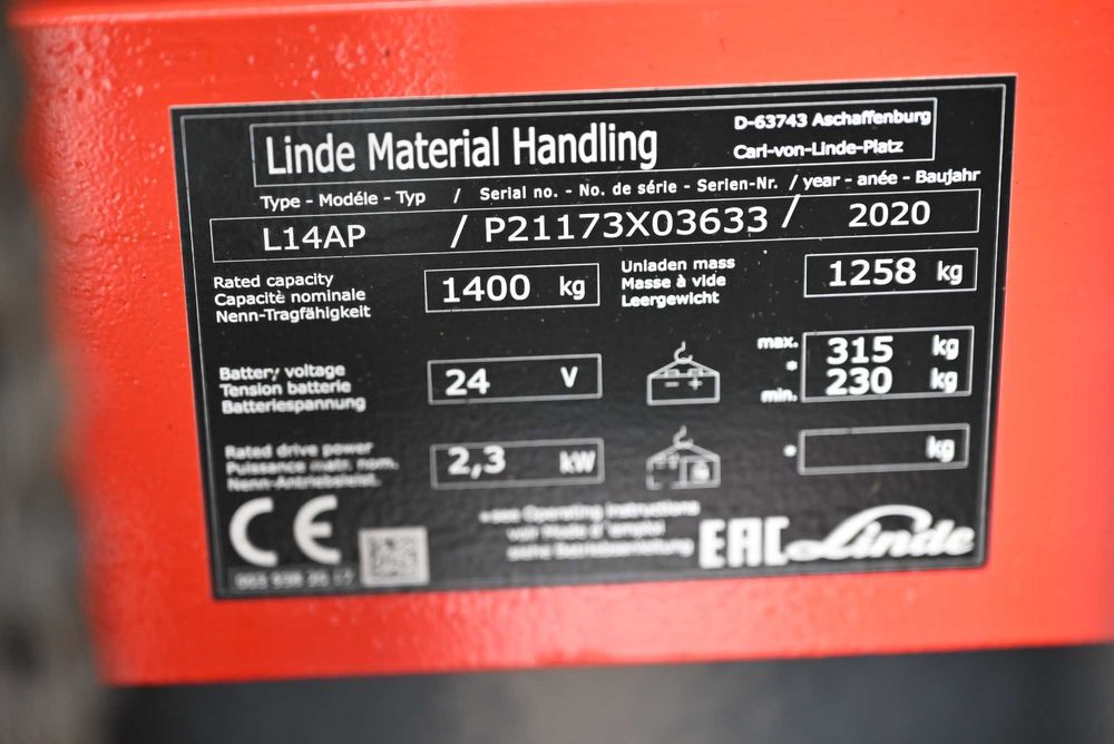 Paleciak elektryczny Linde L14 AP Triplex 480cm 1400kg 2020rok FHP 425