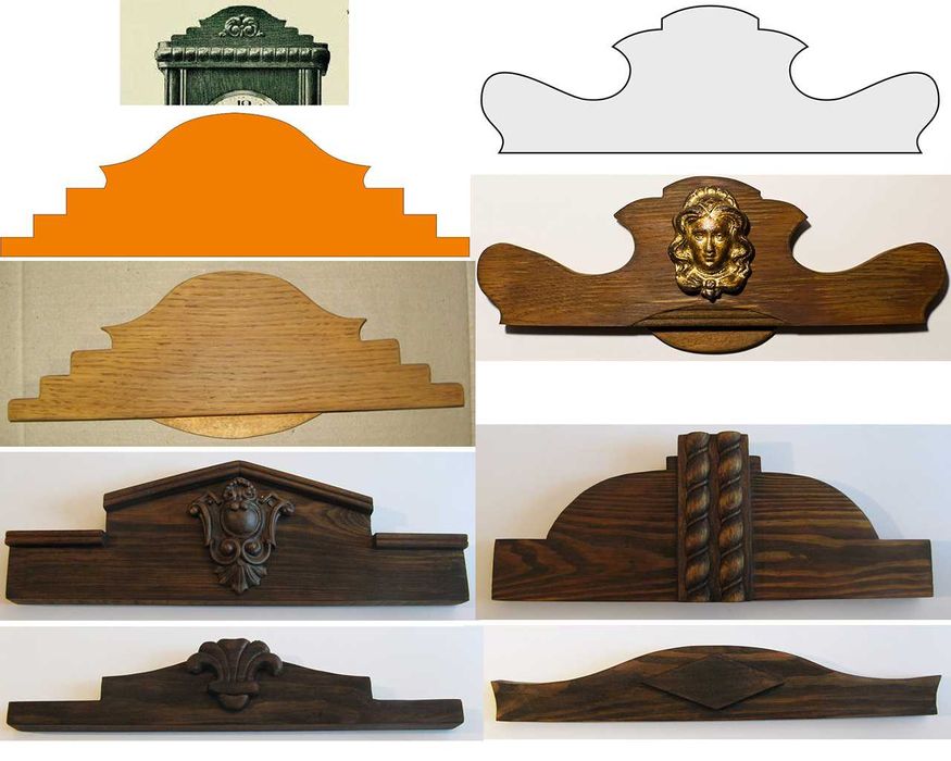 Циферблат настенных старинных часов, короны, шильдики, фацет - 3