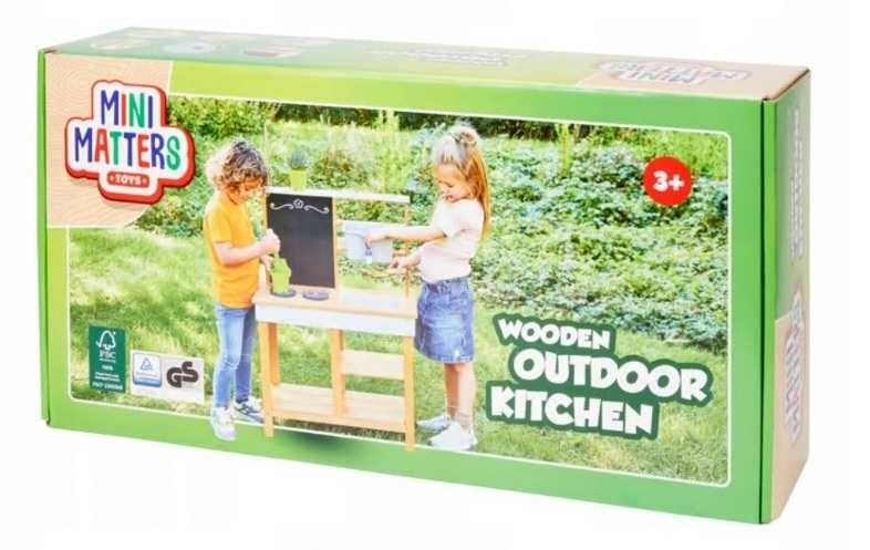 Drewniana kuchnia do zabawy na zewnątrz + akcesoria