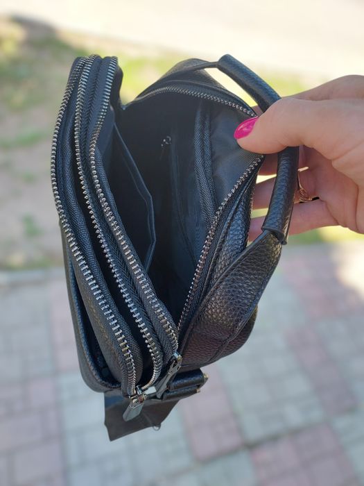 Сумка чоловіча Filippini шкіряна мужская через плече черная кожаная