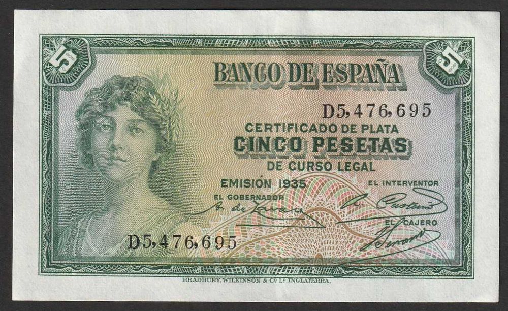 Hiszpania 5 peset 1935 - stan 2