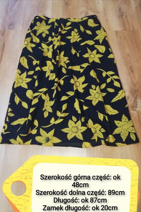 Długa spódnica granatowa w żółte słoneczniki