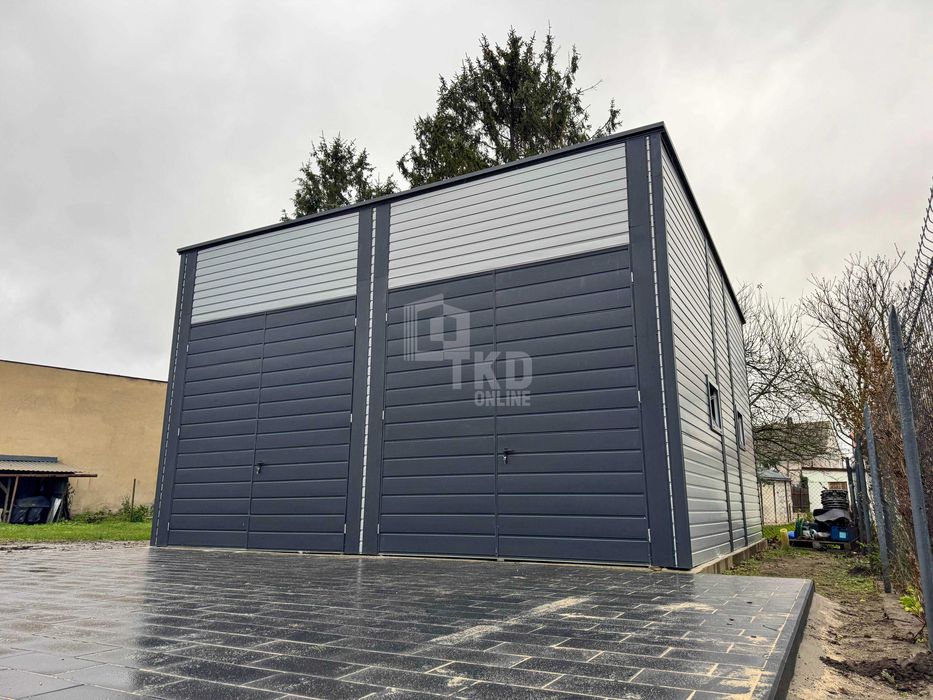 Hala Blaszana Magazyn 7X8M 2X Brama 4X Okno Drzwi Rynny Dach Tkd329