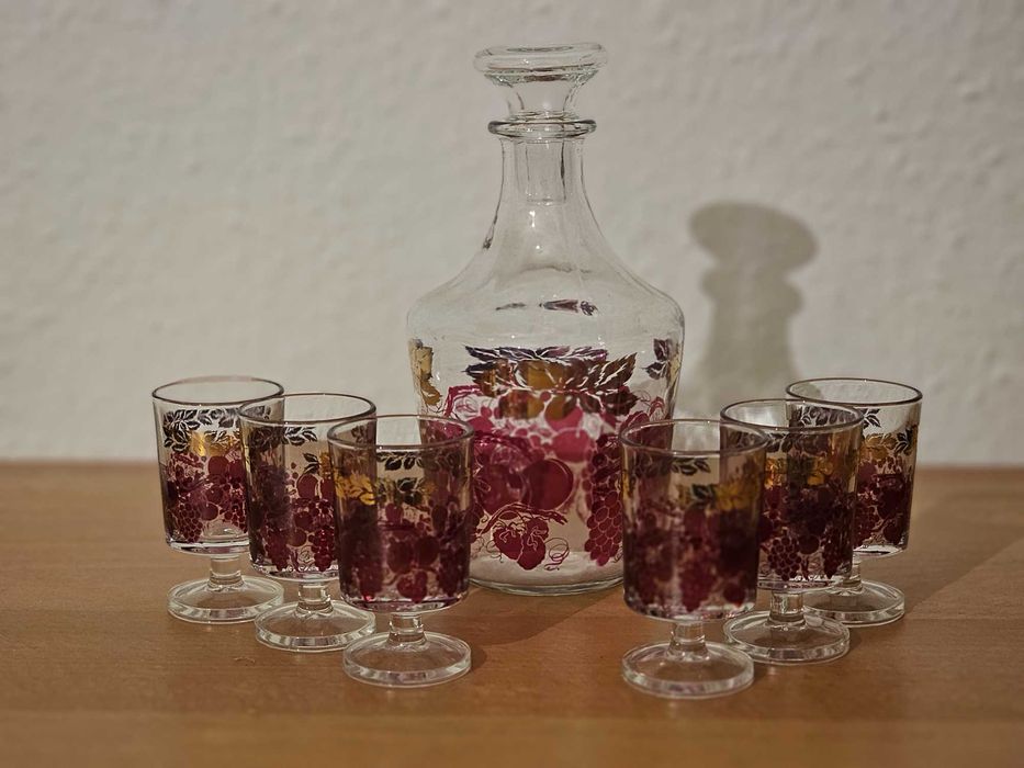 Karafka i kieliszki do likieru France vintage