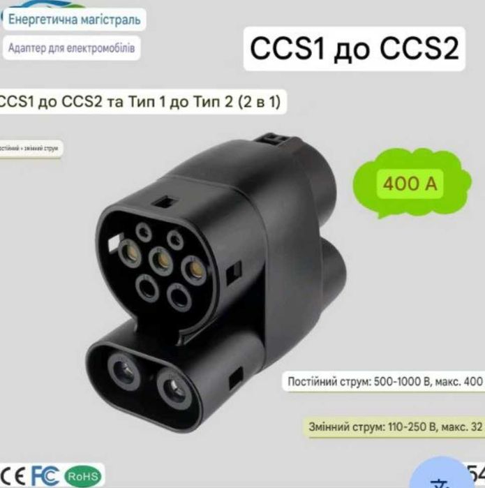 Перехідник  CCS2-CCS1   DC для амер.- електромобілів