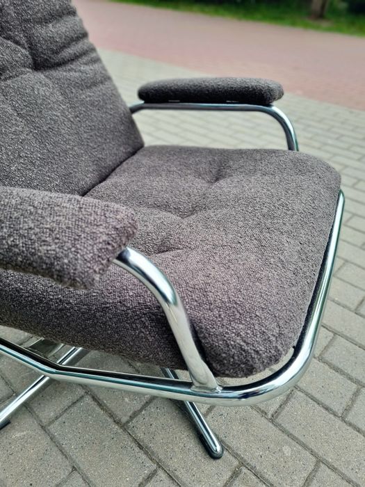 Fotel w chromie, obrotowy Bauhaus,mid-century lata 80 vintage design