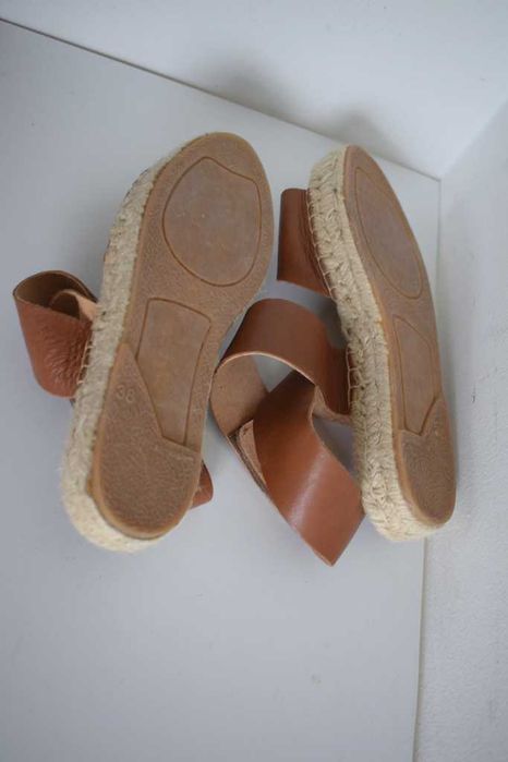 Zign sandały buty espadryle brązowe skórzane 38