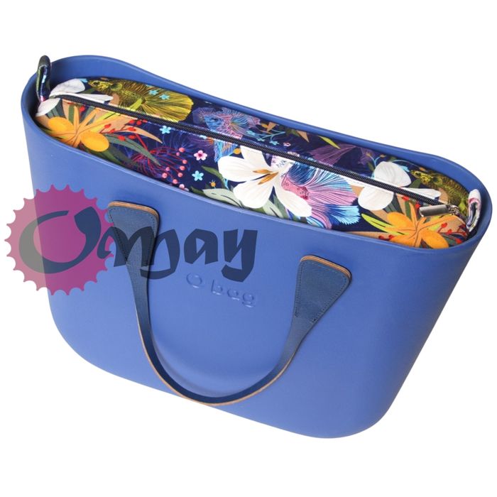 Granatowy organizer do OBAG STANDARD welur kwiaty ocean wkład OMAY