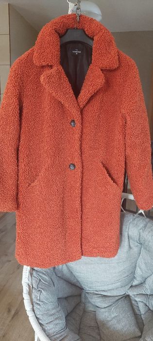 Ceglasty płaszcz damski  38