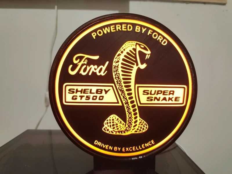 Lightbox luminaria decorativa Ford Shelby GT500 com caixa preta