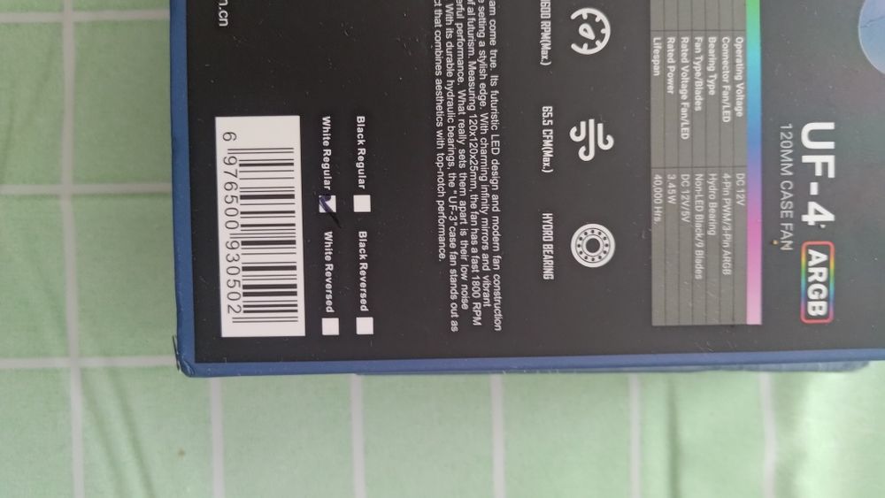 ARGB кулер upsiren uf-4 120mm white