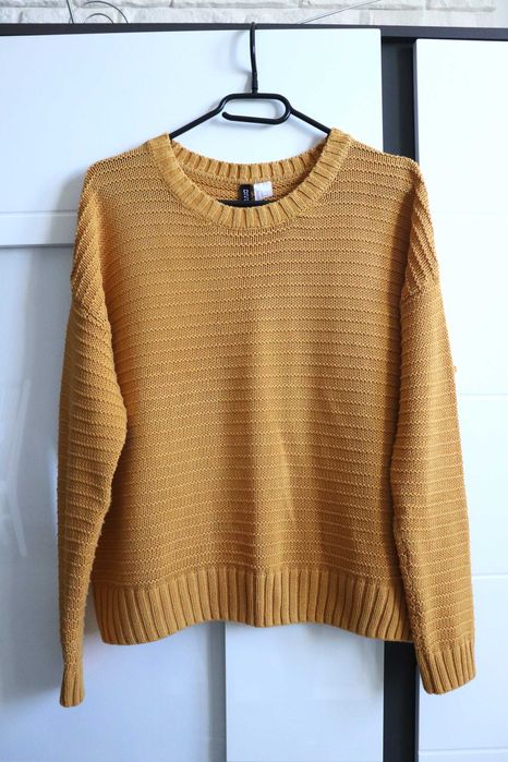 !Bardzo dobry! Sweter musztardowy H&M, M!