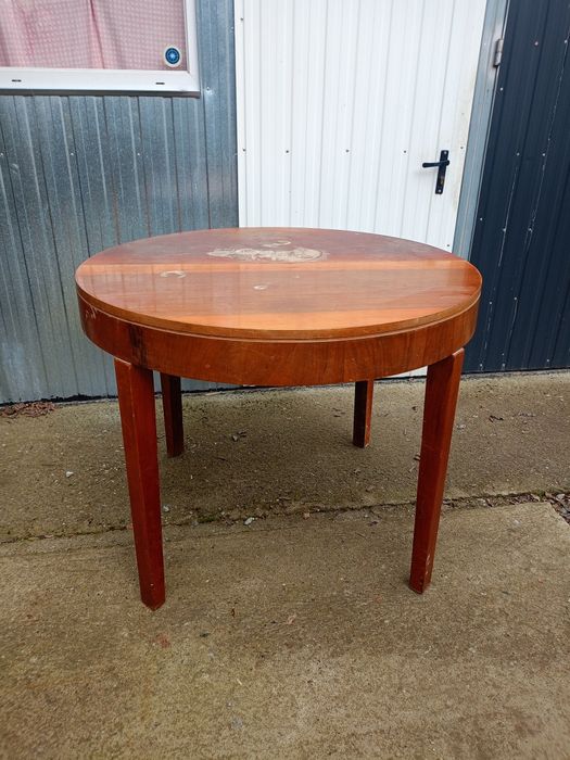 Stary okrągły stół fotele PRL antyk fotel zestaw