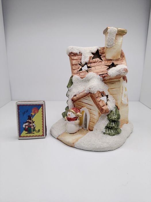 Подсвечник домик зимний новогодний светильник керамика