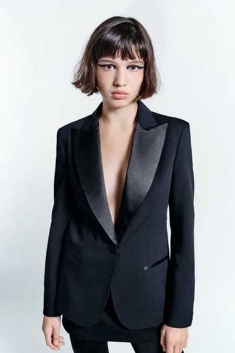 ZARA Luksusowa MARYNARKA z wełną limitowana smokingowa M 500 zł