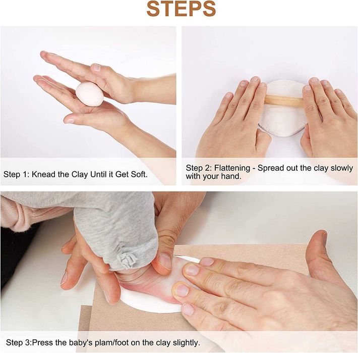 Viesap Odcisk dłoni i stopy dziecka, zestaw do odciskania gipsu  ramka