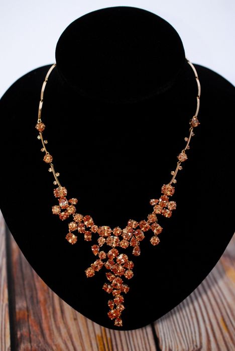 Ожерелье с Фианитами с золотым покрытием цвета Шампань