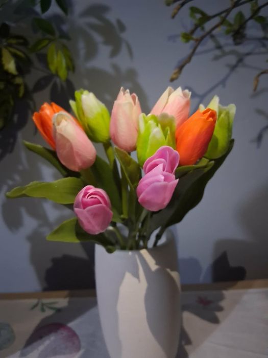10 sztucznych kolorowych tulipanów