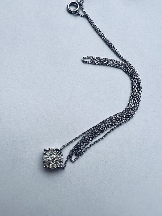 Золотая цепочка колье с бриллиантами белое золото 585 проба