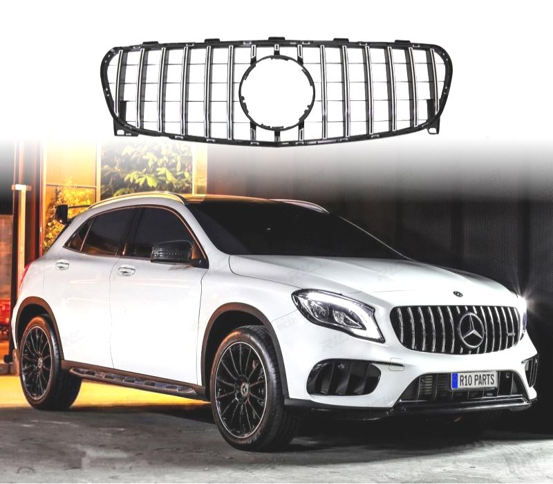 GRELHA FRONTAL MERCEDES GLA X156 17-19 LOOK AMG GT PRETO CROMADO