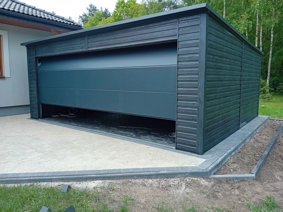 Garaż jednostanowiskowy 6x5 m - Dach jednospadowy, Brama segmentowa, G