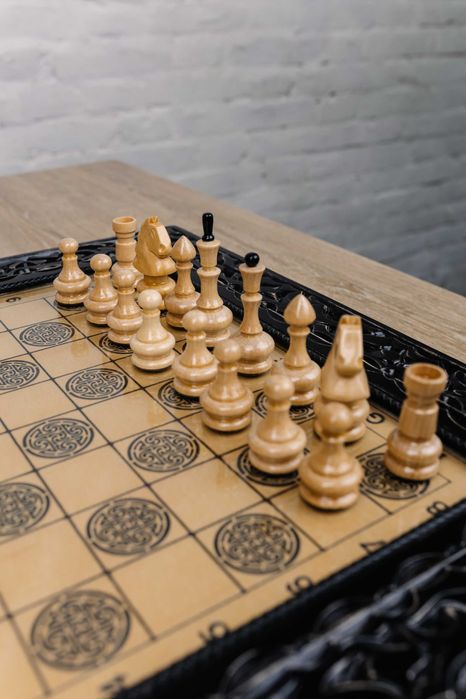 Різбляні шахи з дерева ручна робота, преміум якість