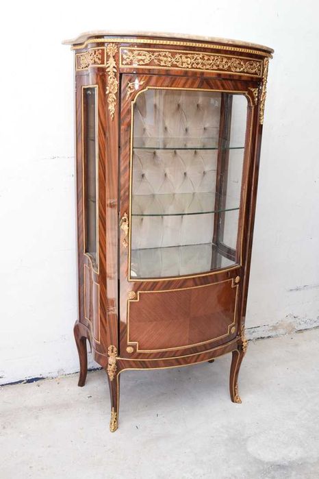 Francuska Witryna Ludwik - Gablota Komoda - Okuta Mosiądzem Marmur