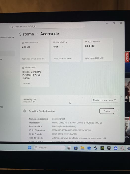 Acer nitro gaming em perfeito estado