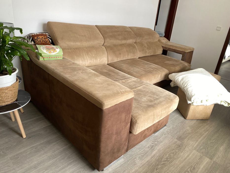 Sofá Castanho Chaise longue