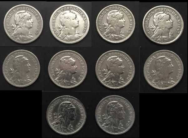 Lote de 14 moedas de 50 Centavos alpaca - Portugal