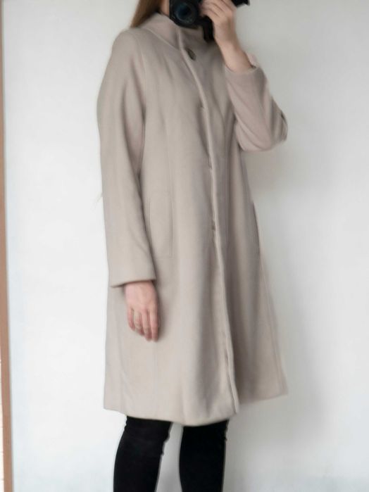 Płaszcz wełniany Aryton beżowy kamienny 42 44 XL XXL polska marka