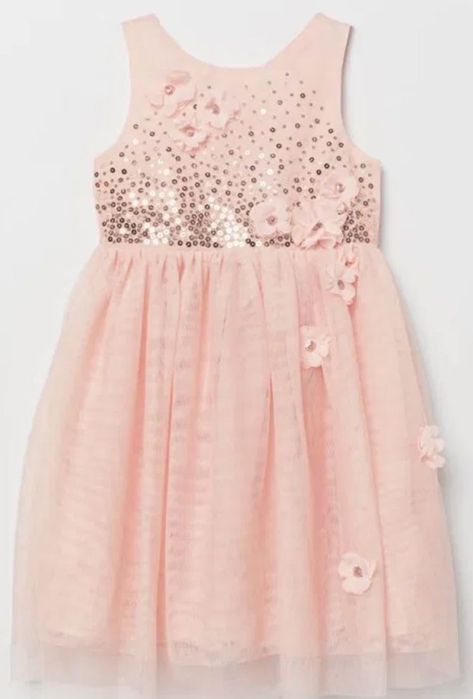 Hm sukienka z tiulem i cekinami i kwiatami 3D NOWA rozmiar 128