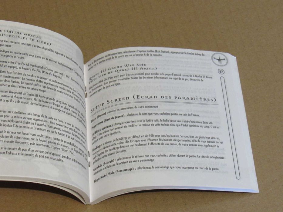 Manual do jogo Sega Dreamcast Quake III Arena