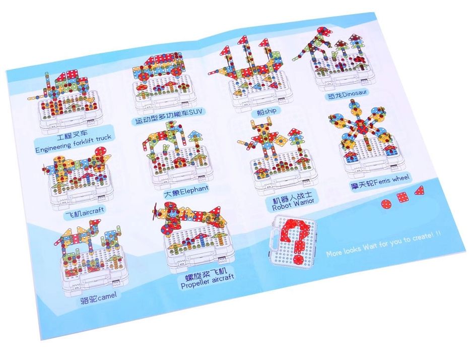 Klocki konstrukcyjne + wkrętarka 268ele Za3546