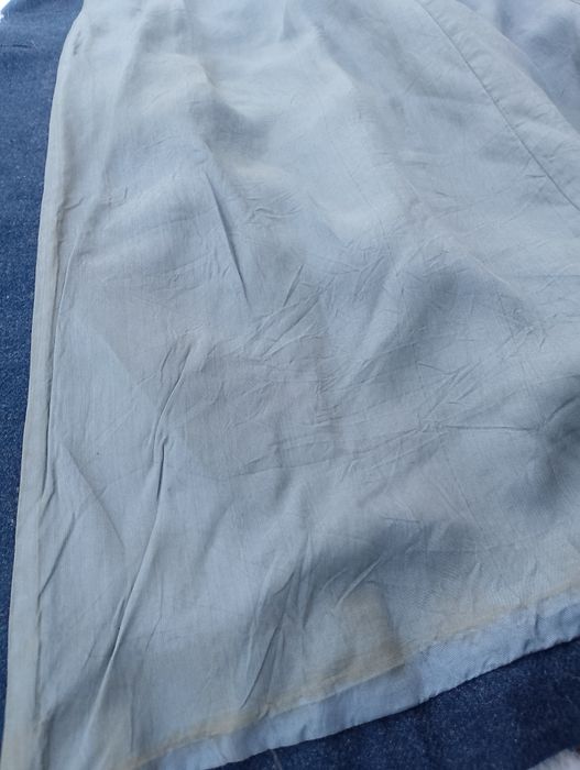 Niebieski długi wełniany płaszcz vintage M L lata 70 80