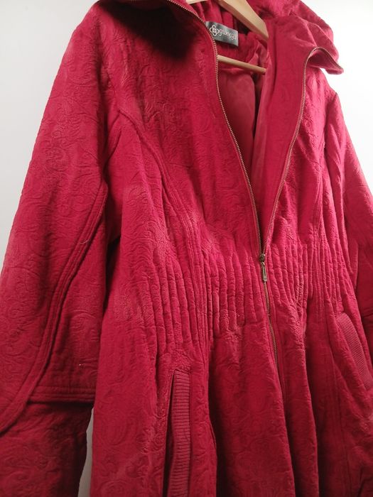 Damska kurtka czerwona parka płaszcz vintage Guang M/L