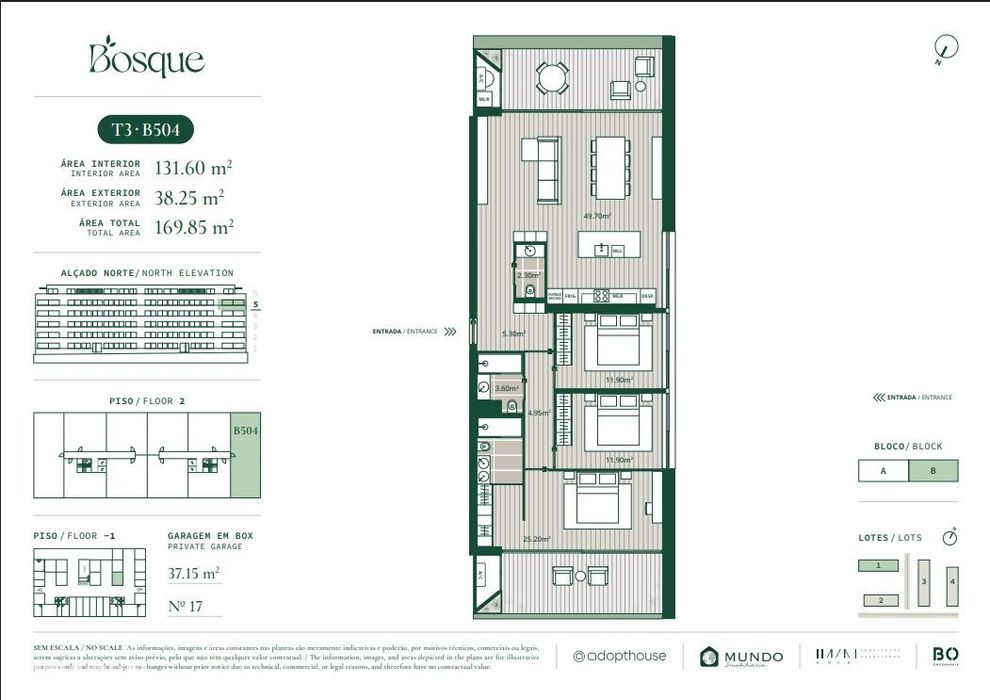 T3 no Lote 1 no Bosque - 5º piso,com  a melhor orientação solar