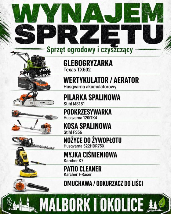 Glebogryzarka | Świder glebowy | Karcher K7 – wynajem sprzętu Malbork